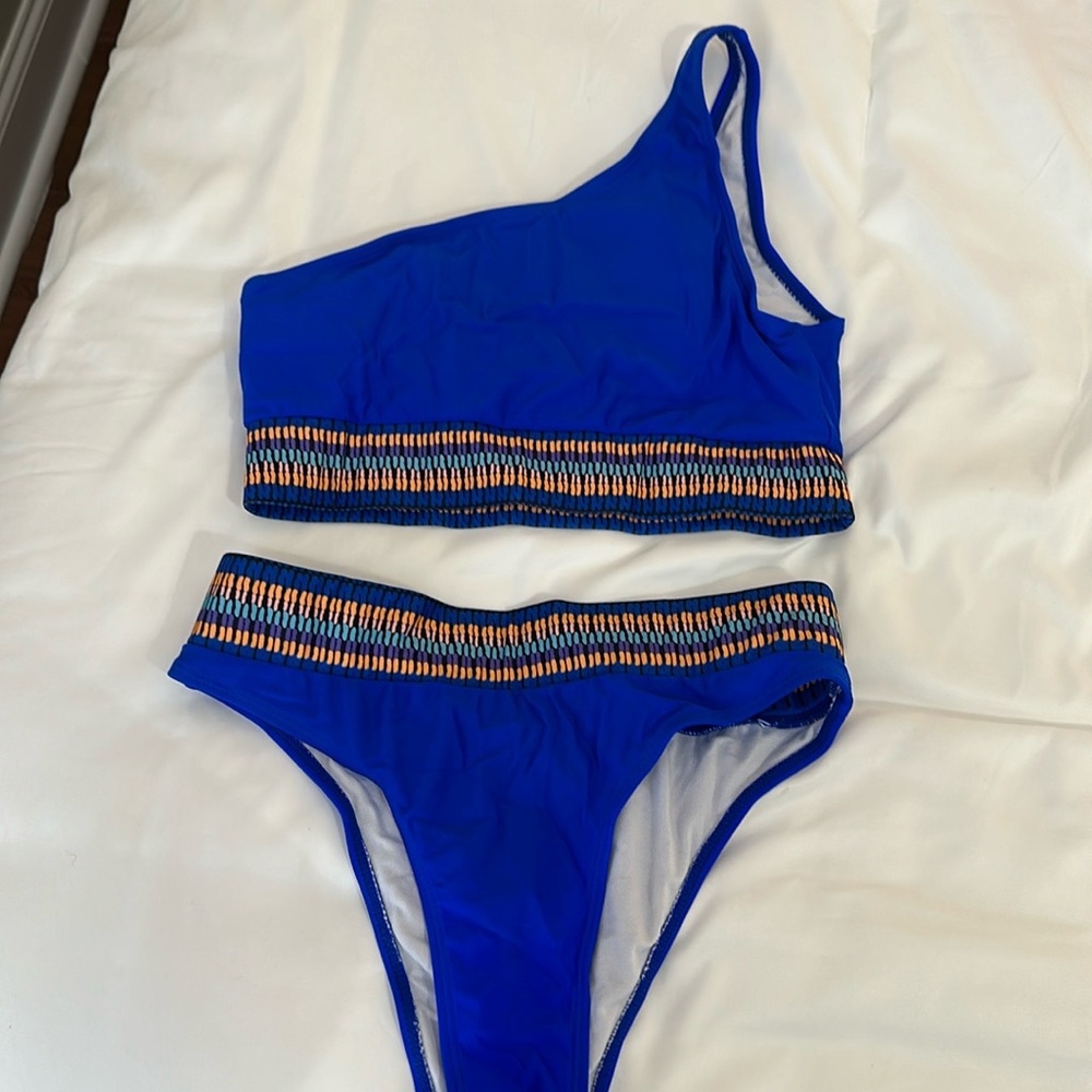 Shein Blue Tribal Bikini Set